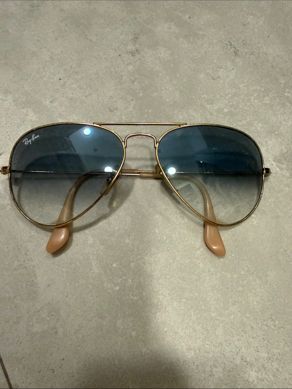 Ray-Ban Gold Frame Sunglasses with Blue Gradient Lenses